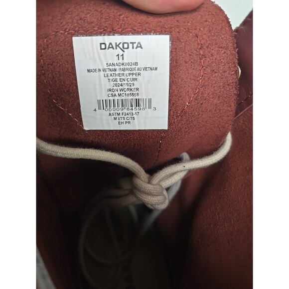 DAKOTA Men's 8" Ironworker Unlined Steel Toe Steel Plate Work Boots Copper 11M - Picture 4 of 7